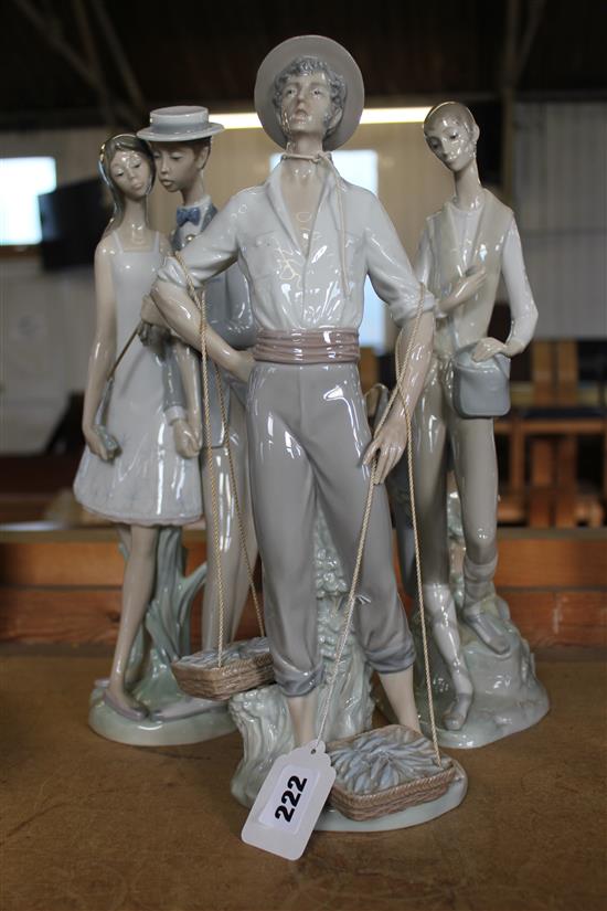 3 Lladro figures - couple & 2 others